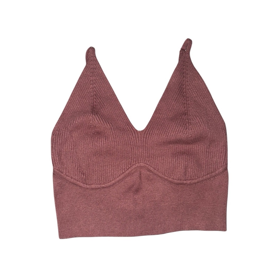 Women's Ribbed Knit Bralette - Mauve